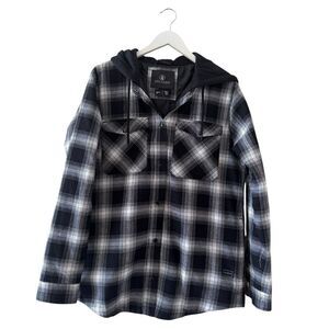 Volcom Hooded Black White Checkered Cotton Blend Ski Snowboard Lightweight Pocke